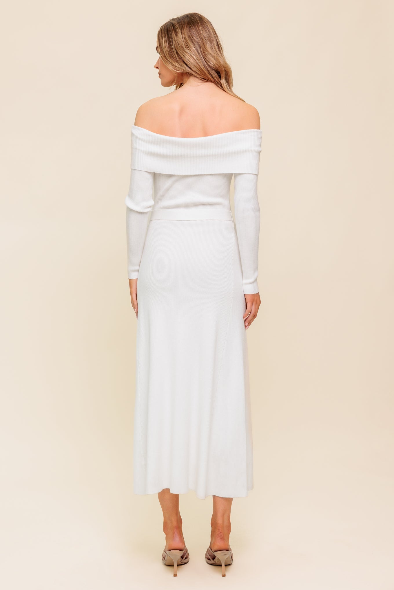 RUSTIC RETREAT - OFF THE SHOULDER SWEATER DRESS