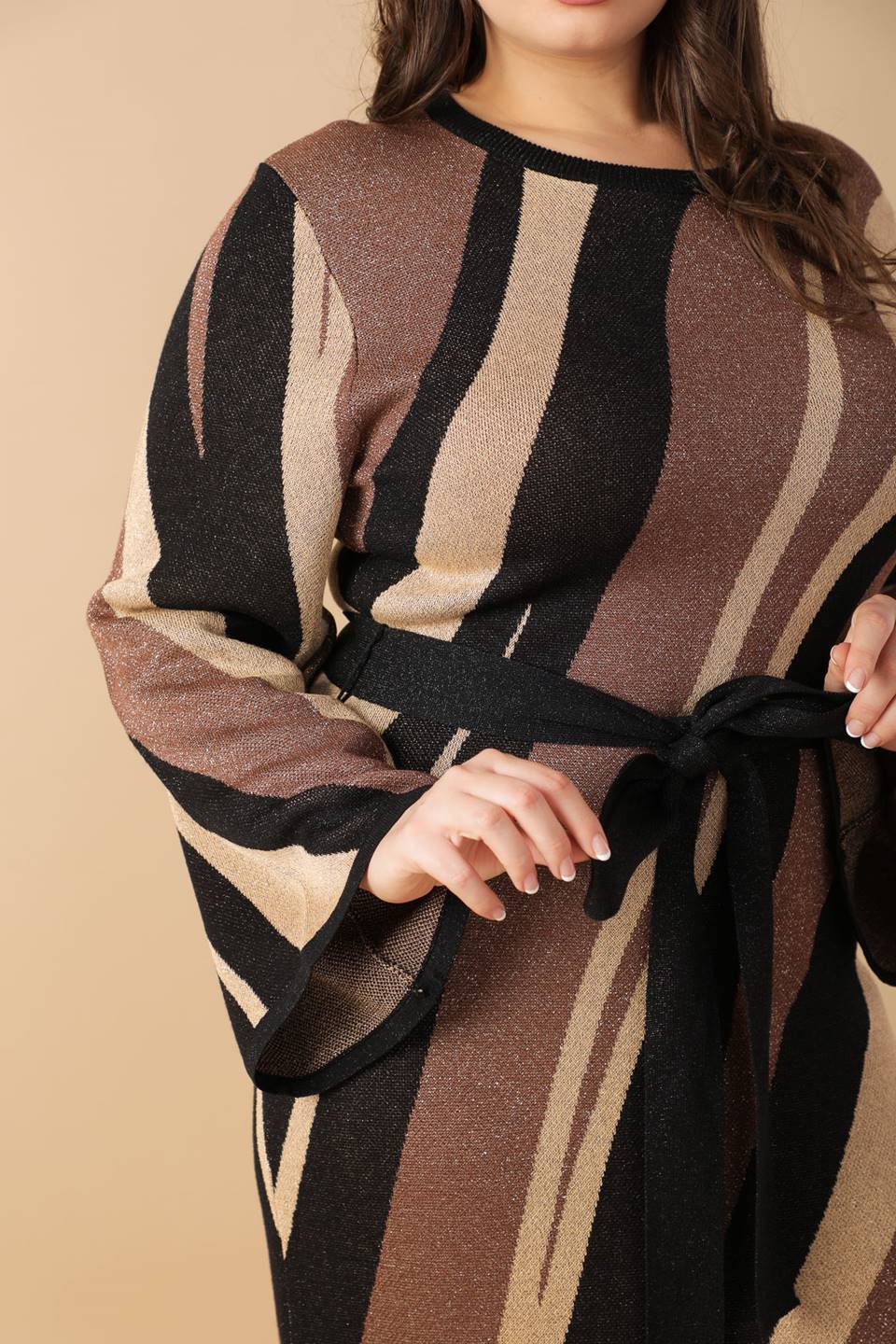 PUT ON A SMILE BROWN MIDI SWEATER DRESS