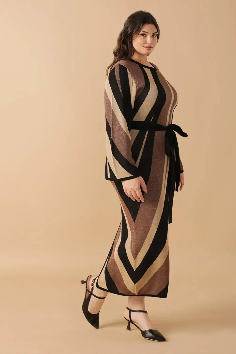 PUT ON A SMILE BROWN MIDI SWEATER DRESS