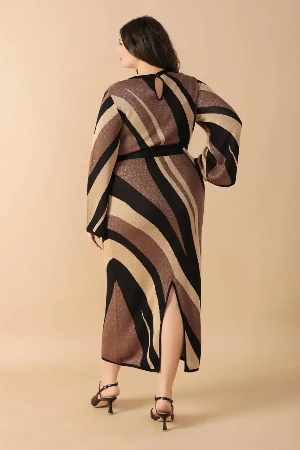 PUT ON A SMILE BROWN MIDI SWEATER DRESS