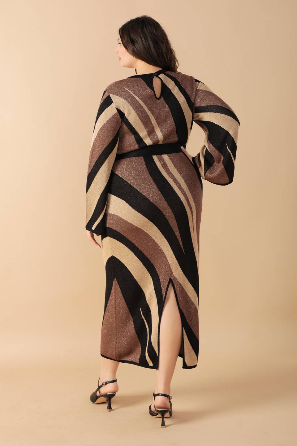 PUT ON A SMILE BROWN MIDI SWEATER DRESS