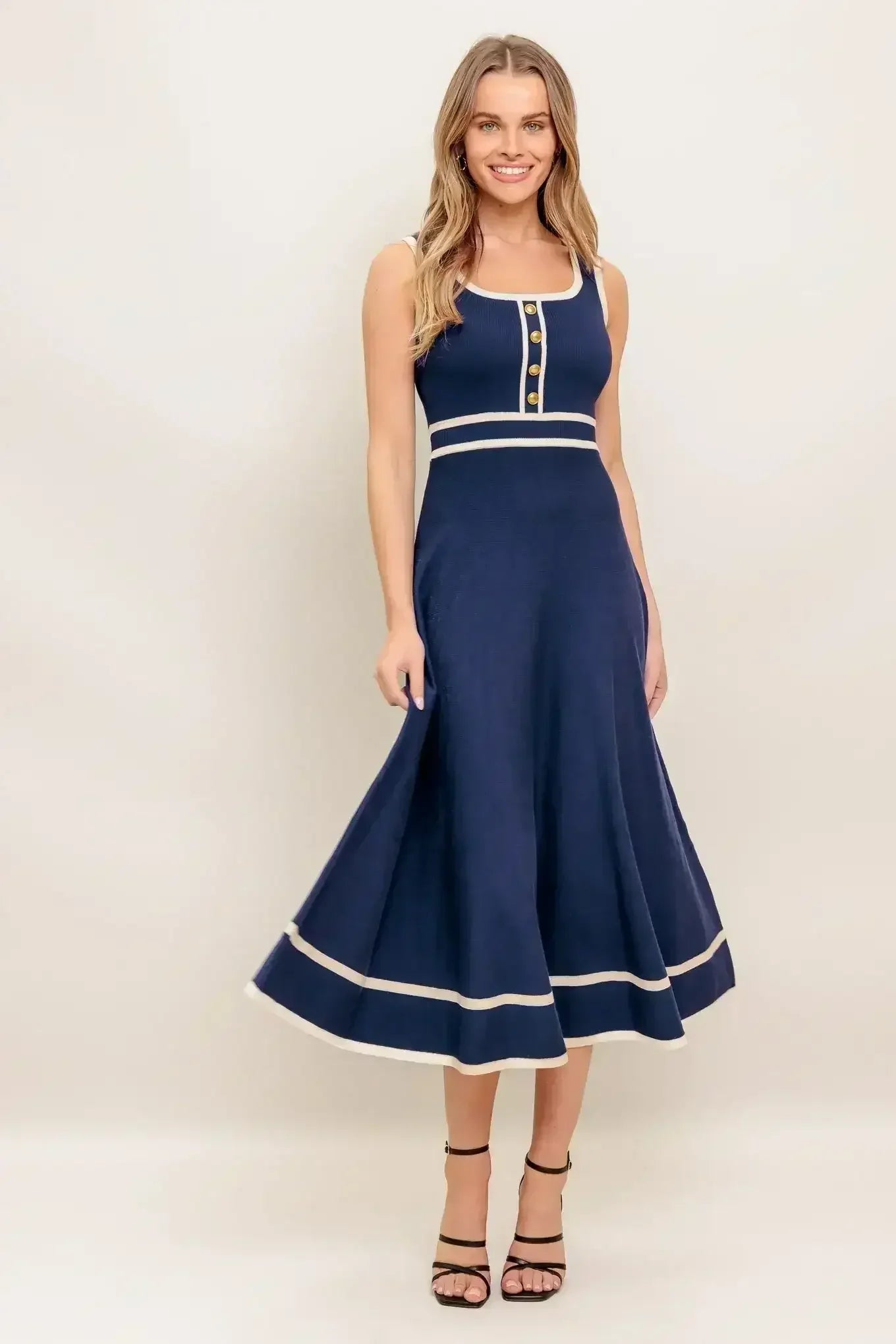 DAYDREAMING KNIT MIDI DRESS - NAVY - FINAL SALE