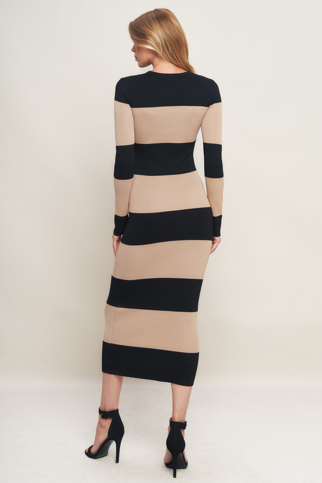 MODERN ATTITUDE STRIPE LONG SLEEVE SWEATER DRESS