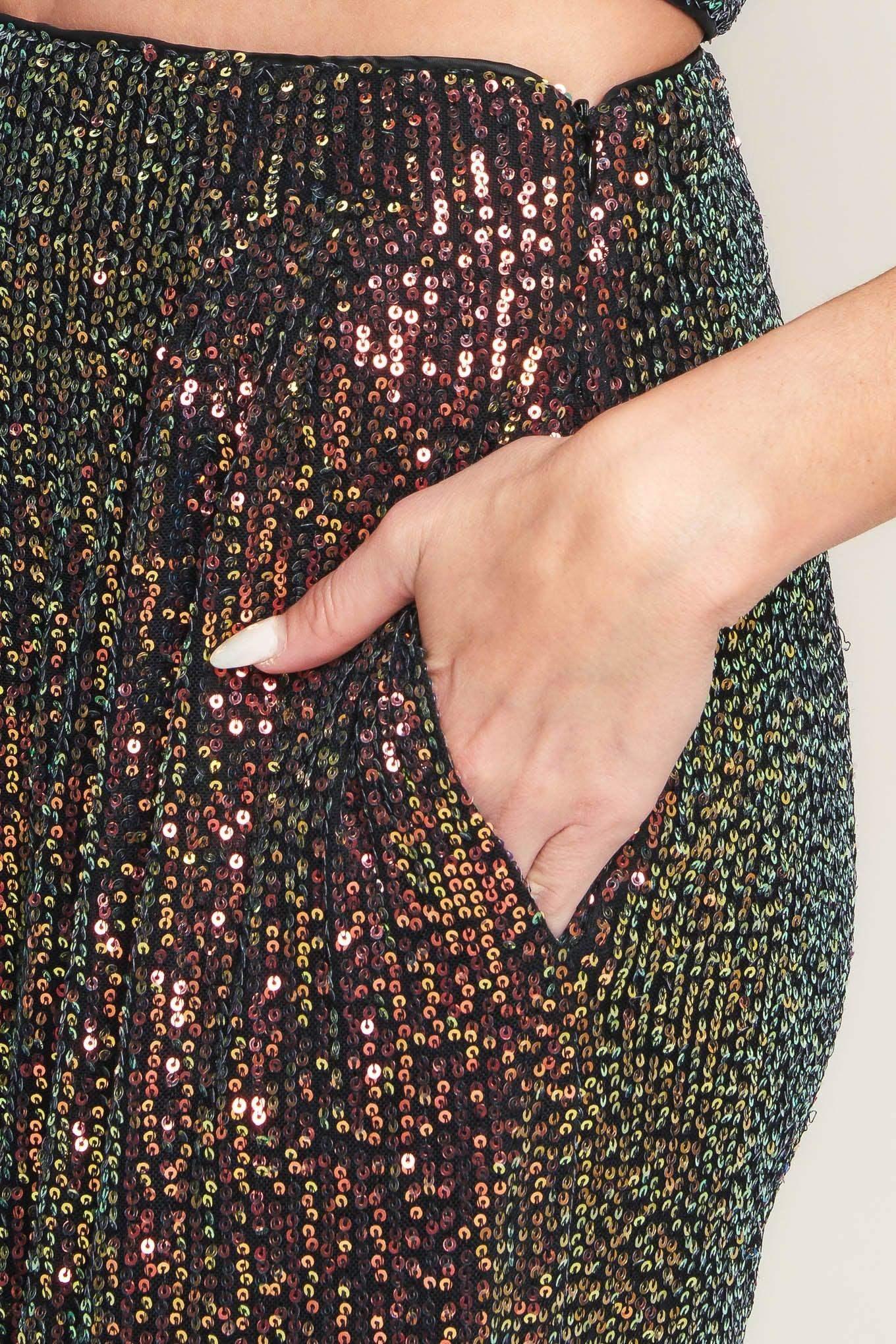 CHARMING COMPOSURE SEQUIN CROP TOP & PANT SET