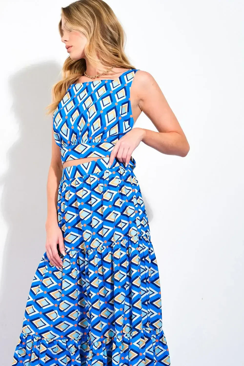 SUMMER JOURNEY - BLUE - TOP & SKIRT SET