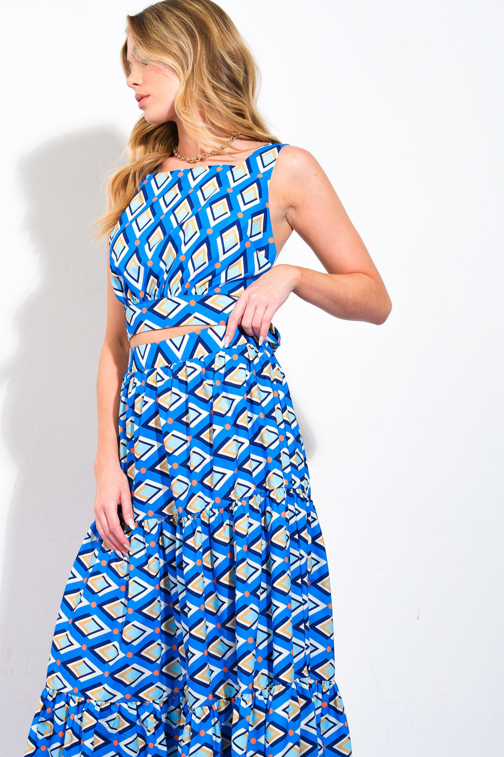 SUMMER JOURNEY - BLUE - TOP & SKIRT SET