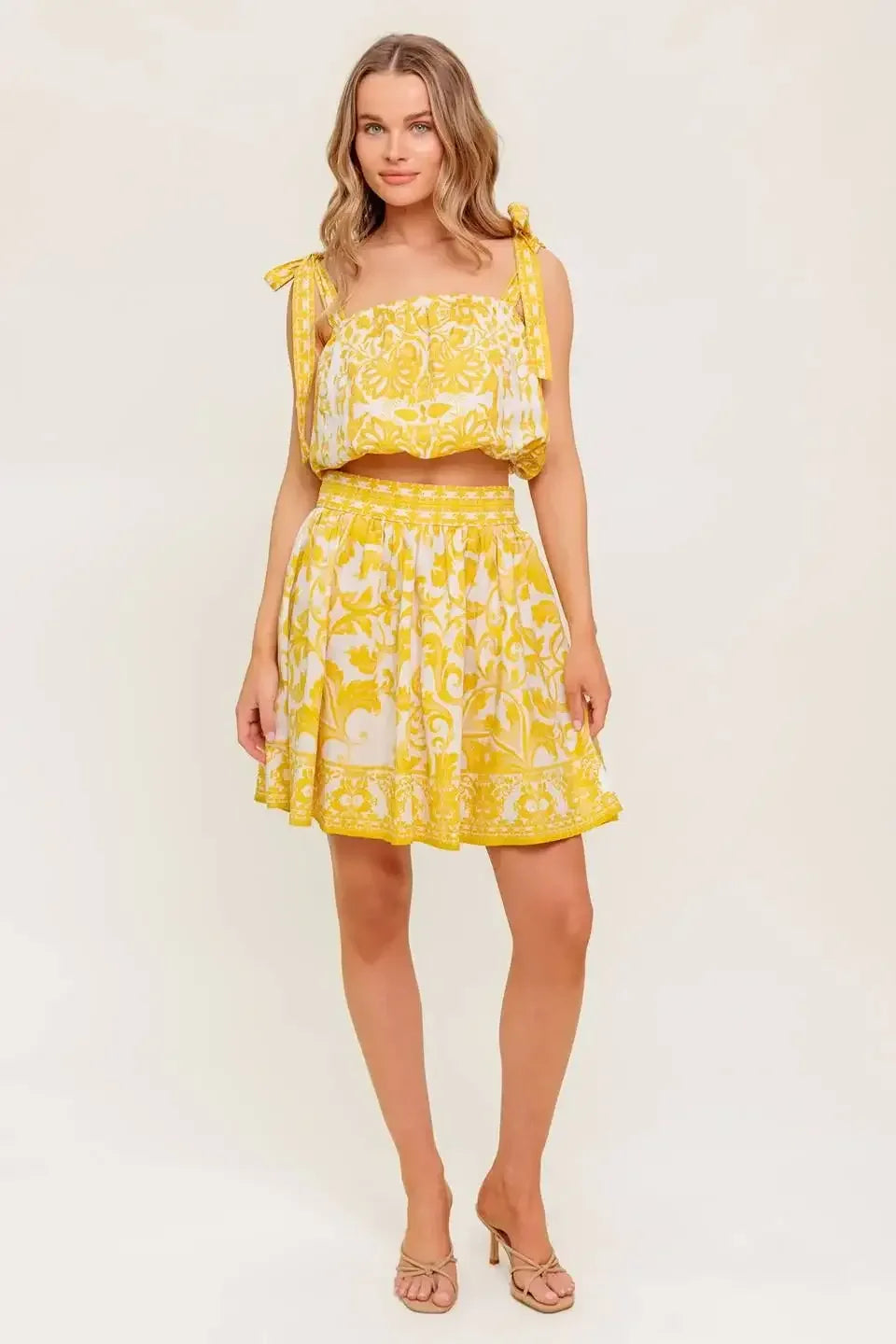 SUNLIT DREAMS TOP & SKIRT SET - YELLOW