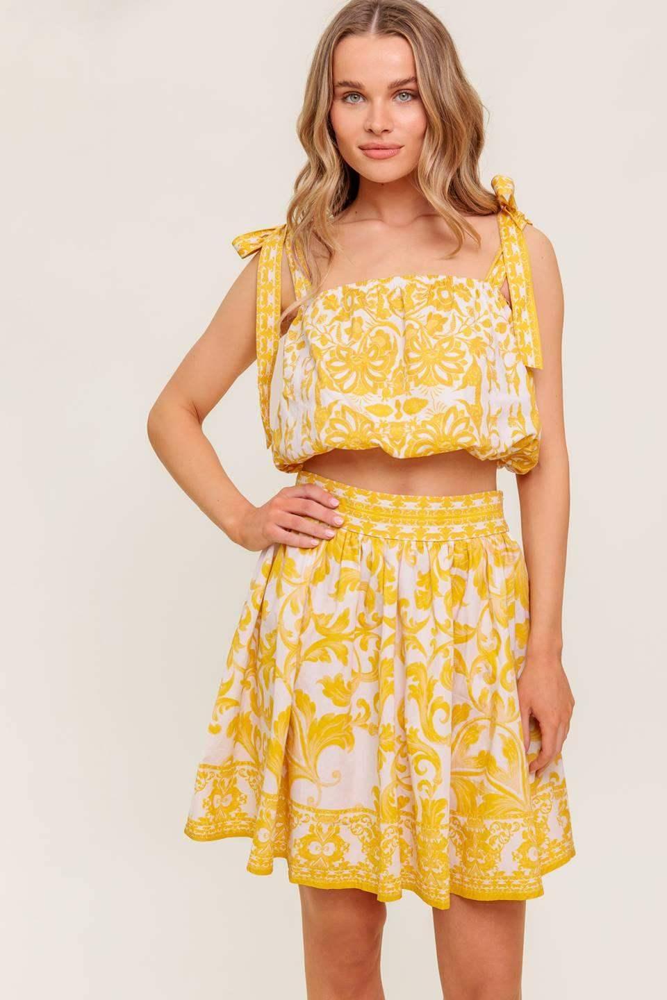 SUNLIT DREAMS TOP & SKIRT SET - YELLOW
