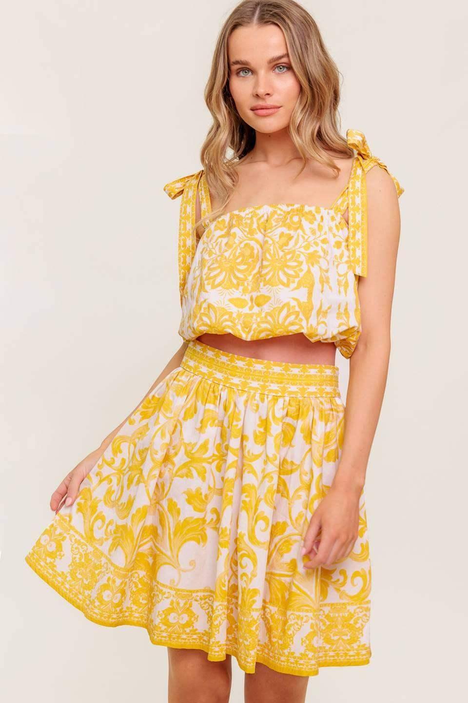 SUNLIT DREAMS TOP & SKIRT SET - YELLOW