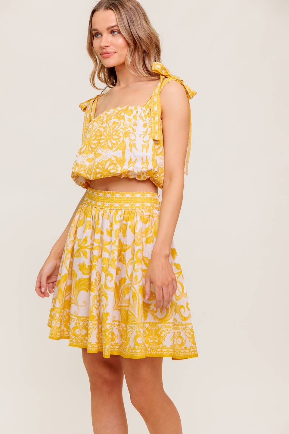 SUNLIT DREAMS TOP & SKIRT SET - YELLOW