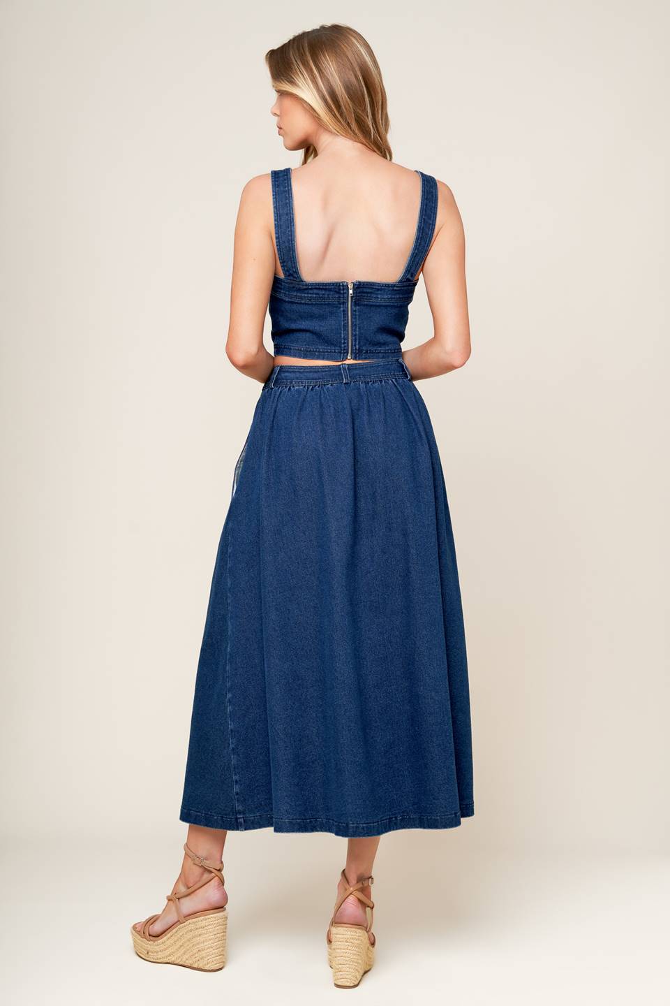 SIMPLY THE VIBE - DENIM CROP TOP & SKIRT SET