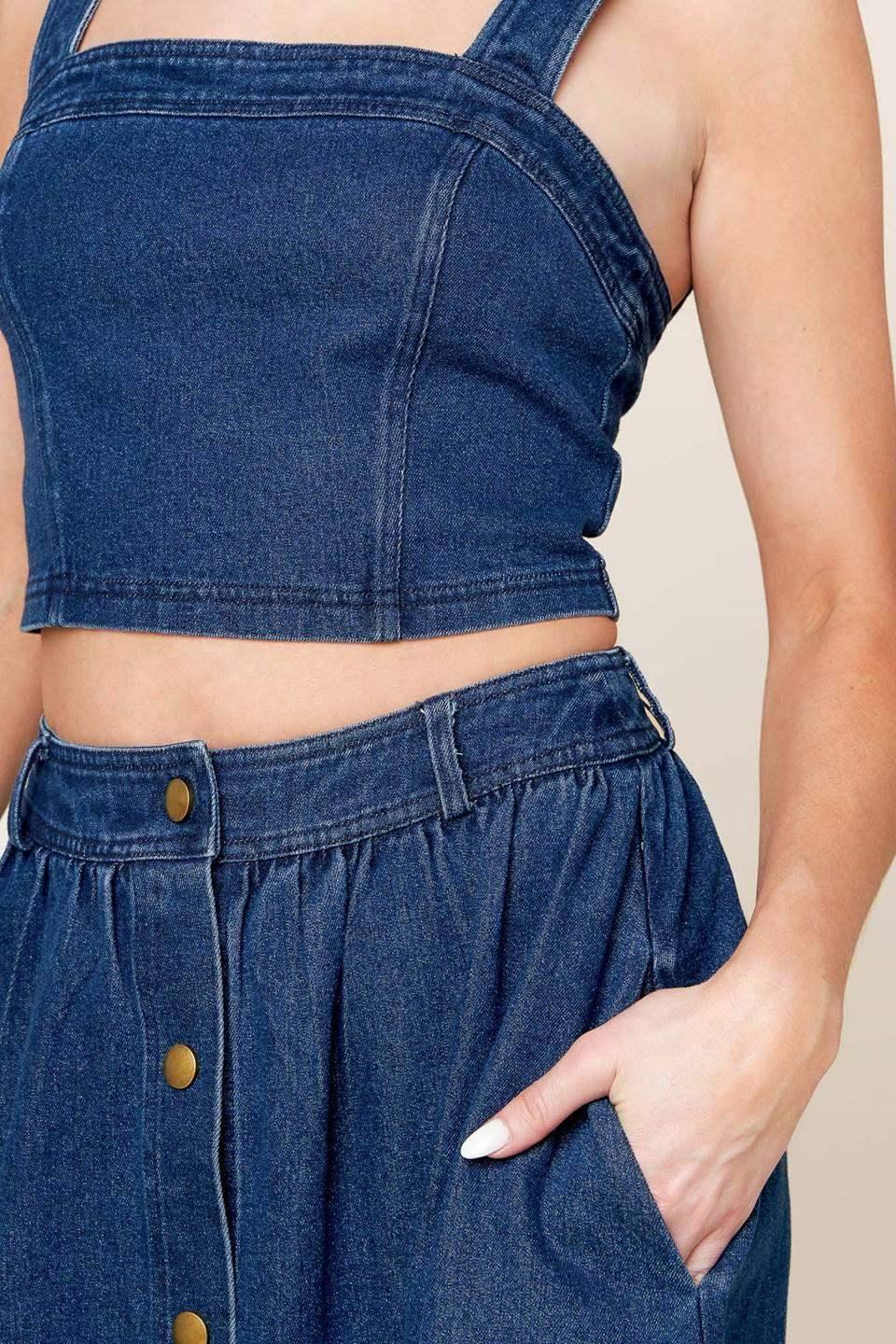 SIMPLY THE VIBE - DENIM CROP TOP & SKIRT SET