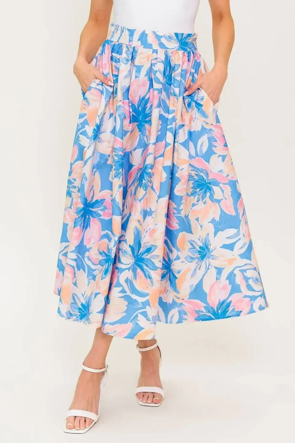 SUMMER HARMONY TIE TOP & SKIRT SET - POWDER BLUE