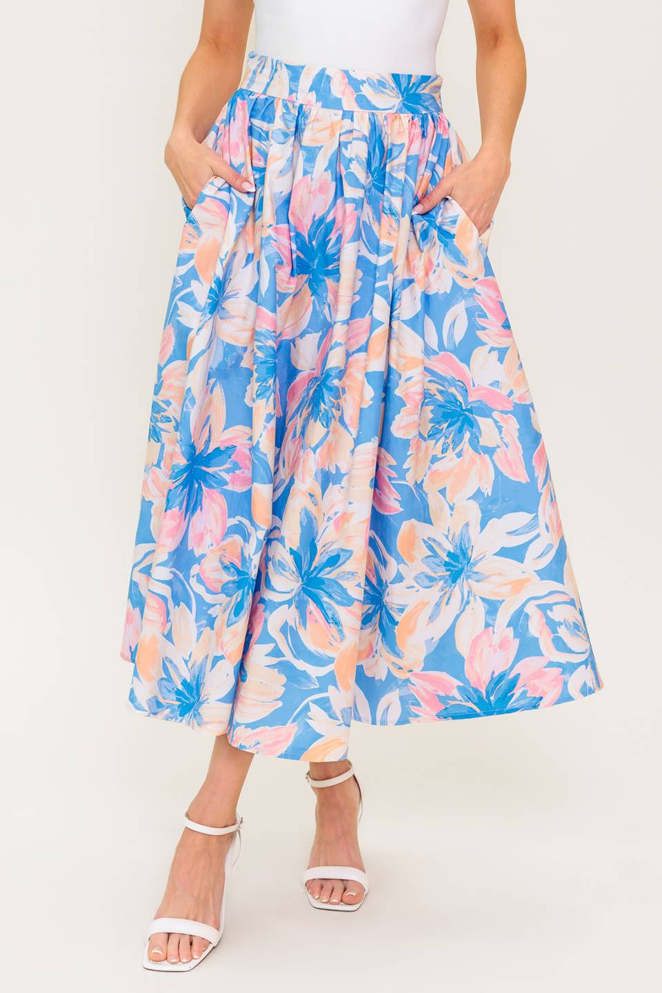 SUMMER HARMONY TIE TOP & SKIRT SET - POWDER BLUE