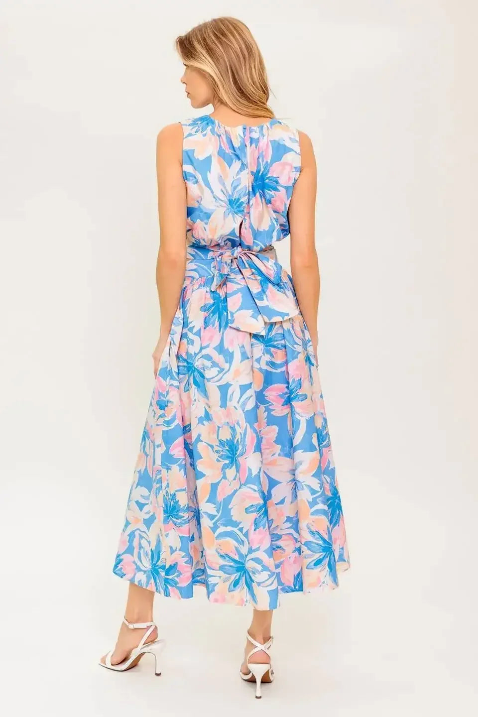 SUMMER HARMONY TIE TOP & SKIRT SET - POWDER BLUE