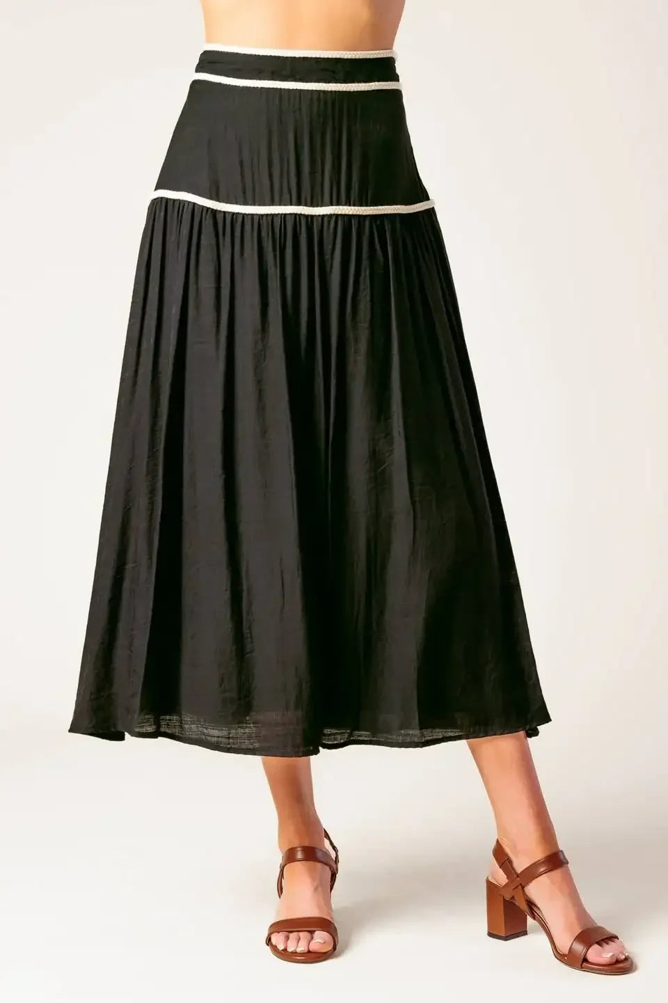 DIVIDE AND CONTOUR TOP & SKIRT SET - BLACK