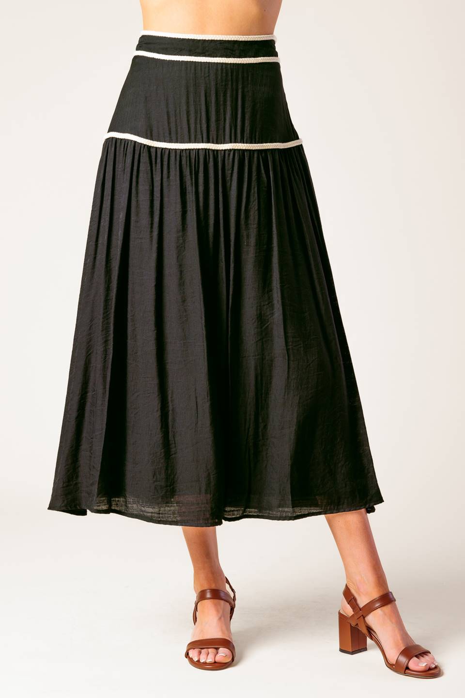 DIVIDE AND CONTOUR TOP & SKIRT SET - BLACK