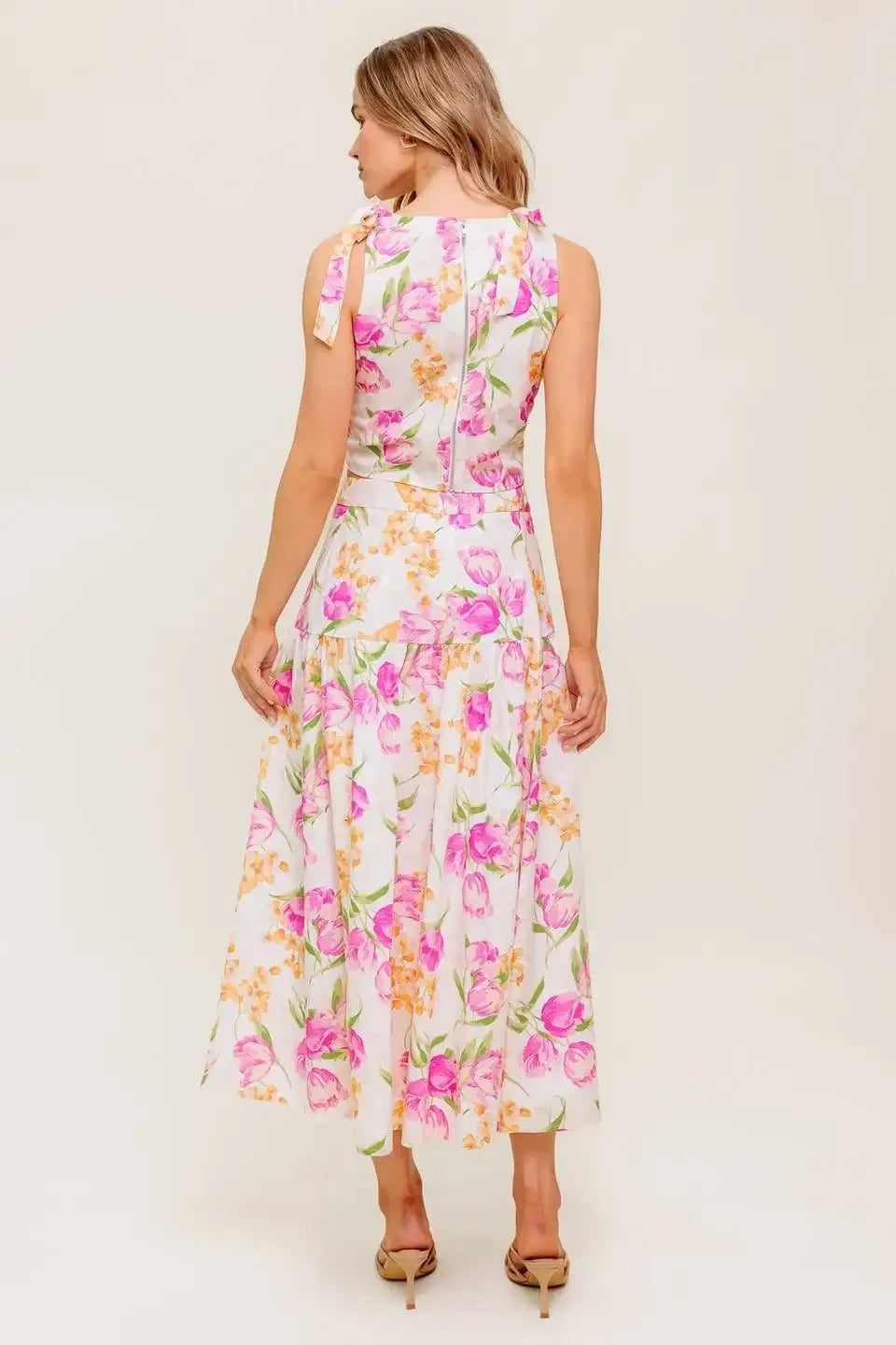 PINK TULIP GARDEN - TOP & MIDI SKIRT SET