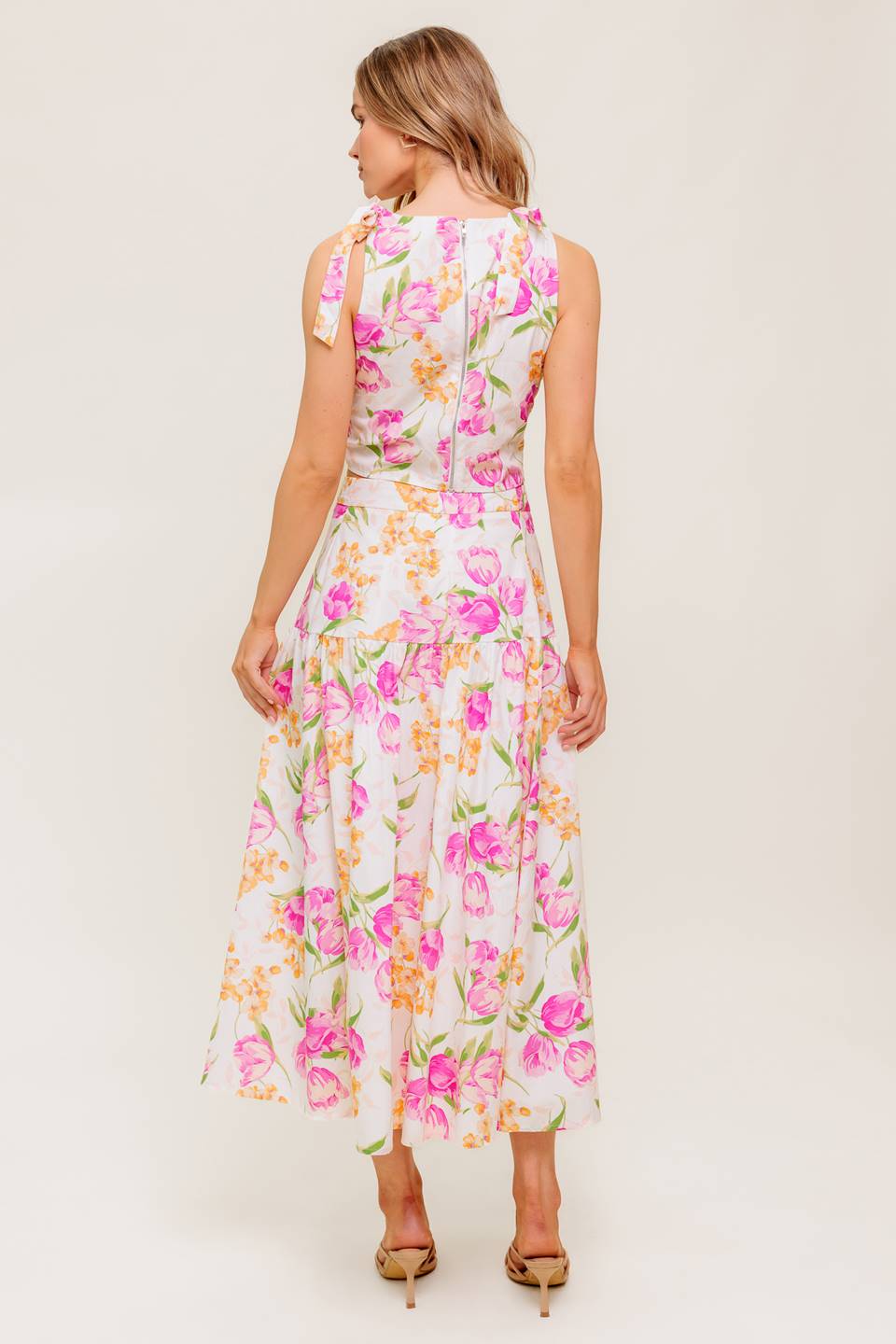 PINK TULIP GARDEN - TOP & MIDI SKIRT SET