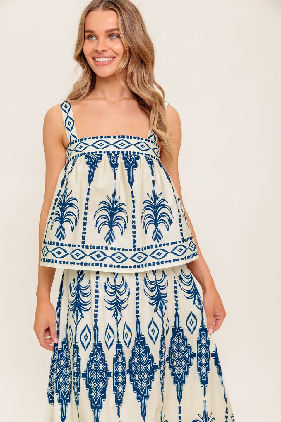 BOHO RHYTHM TOP & SKIRT SET - NAVY
