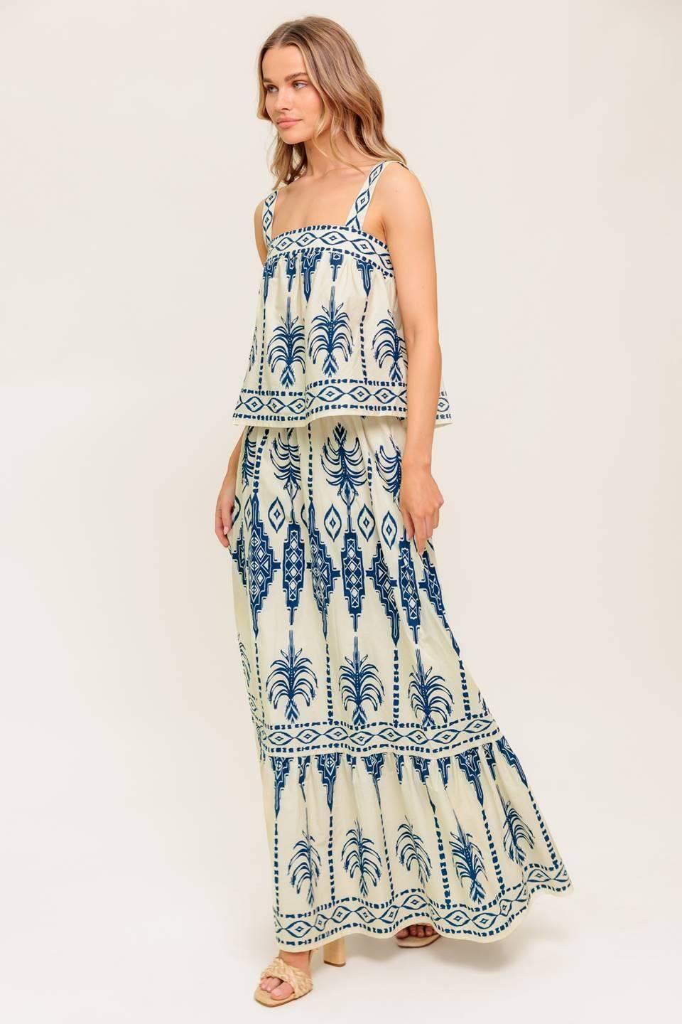 BOHO RHYTHM TOP & SKIRT SET - NAVY