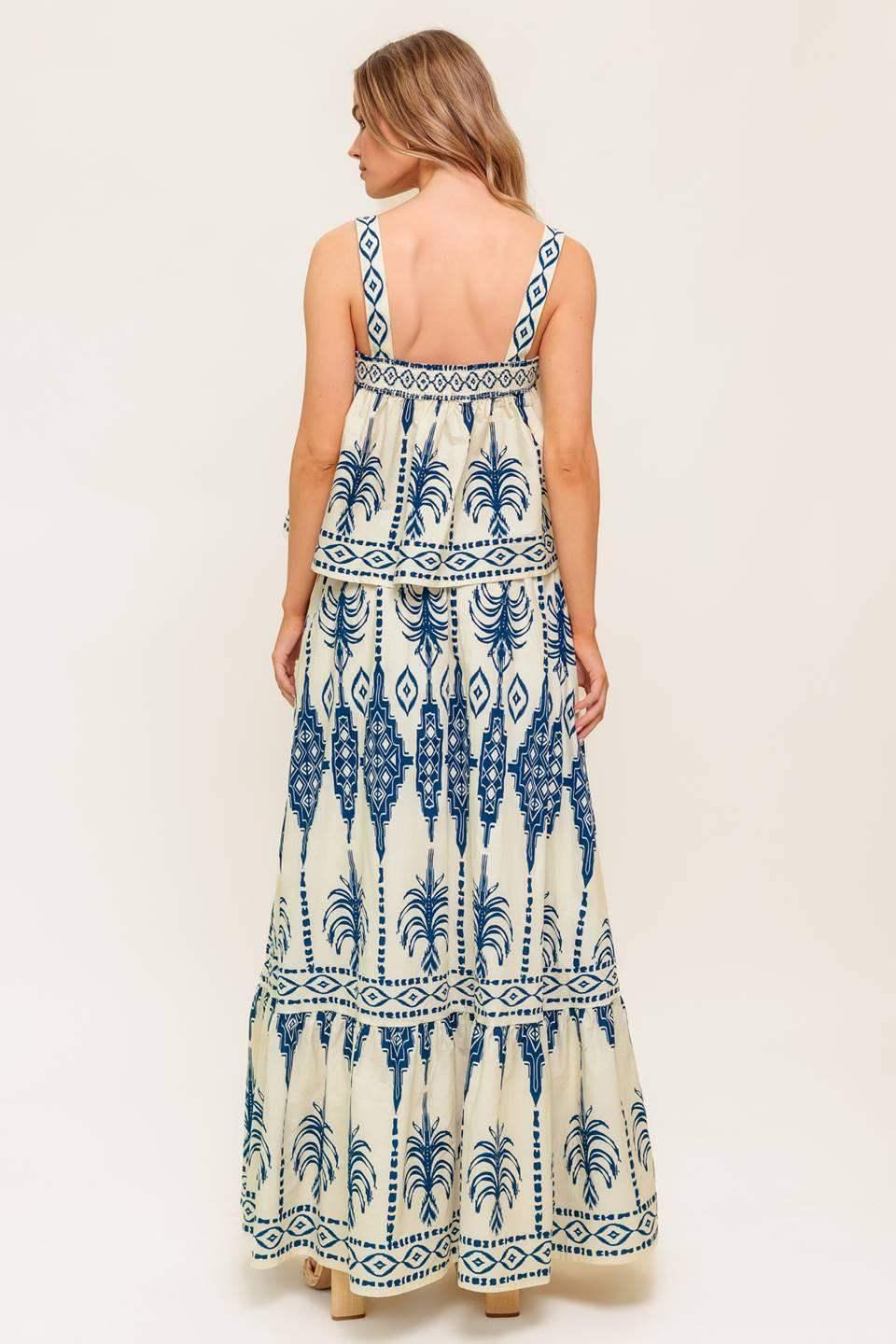 BOHO RHYTHM TOP & SKIRT SET - NAVY