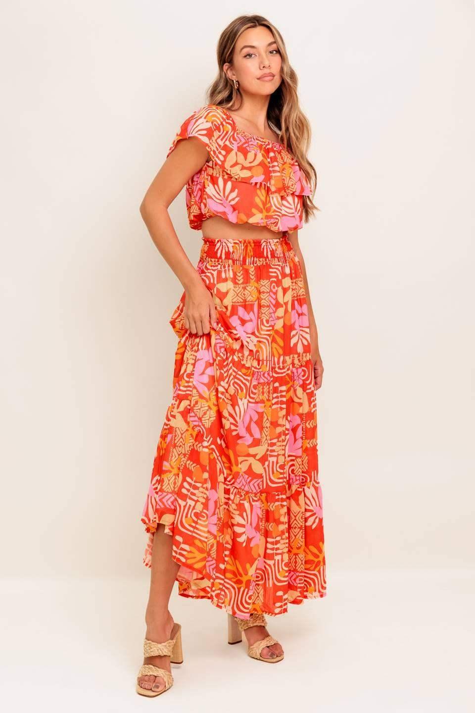 SUNBEAMS TOP & SKIRT SET - RED