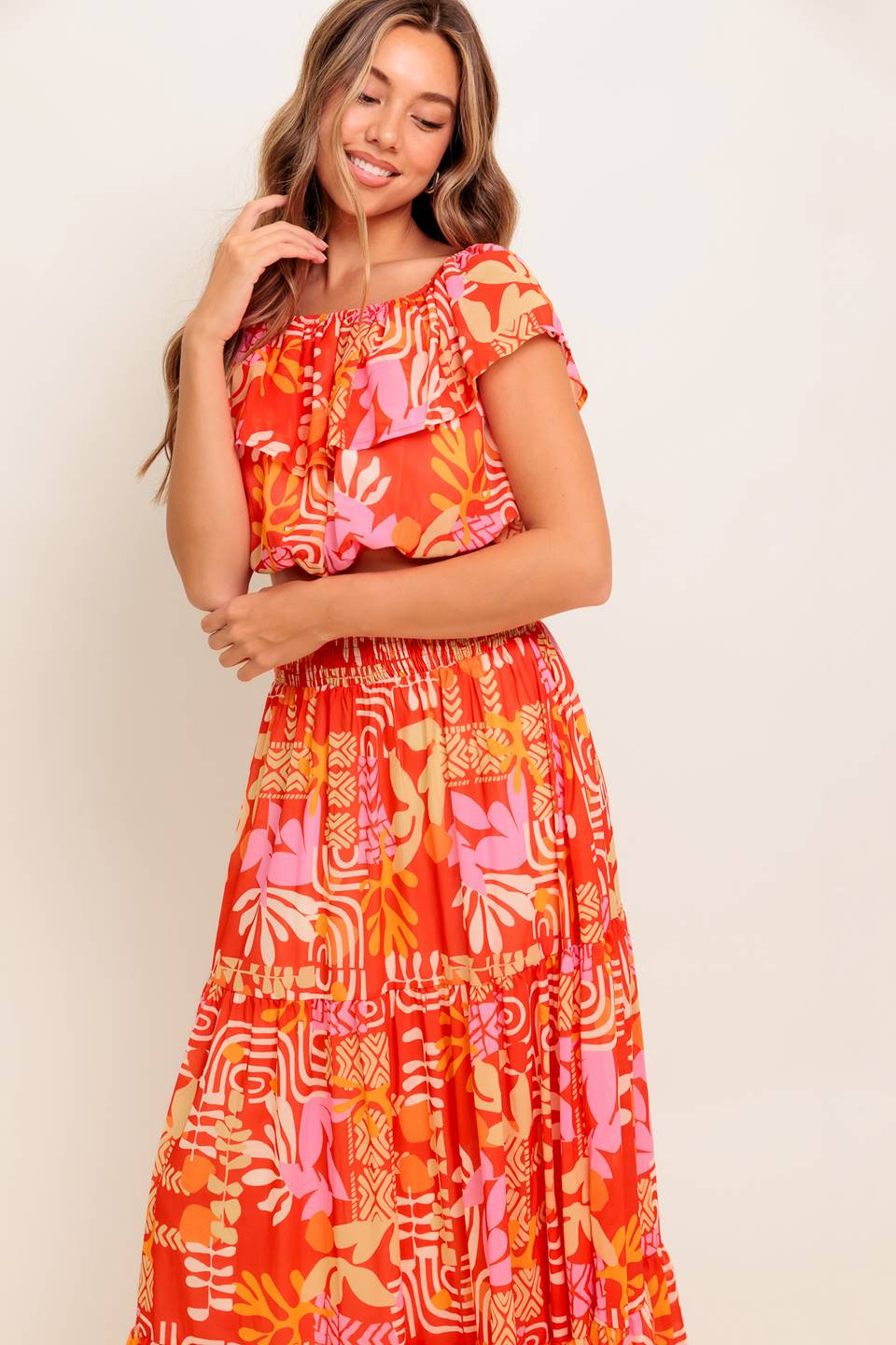 SUNBEAMS TOP & SKIRT SET - RED