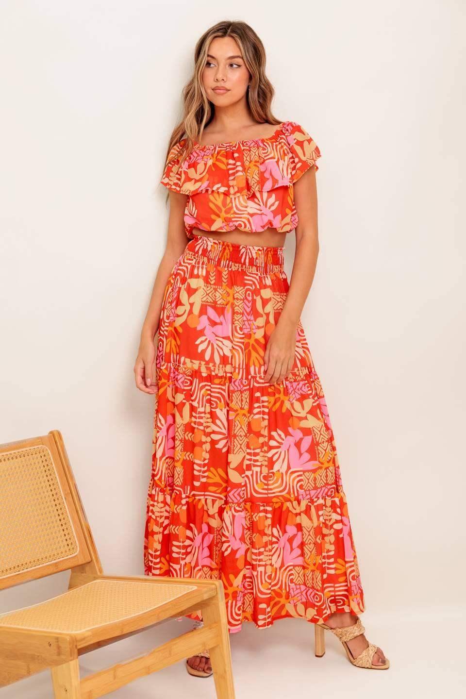 SUNBEAMS TOP & SKIRT SET - RED