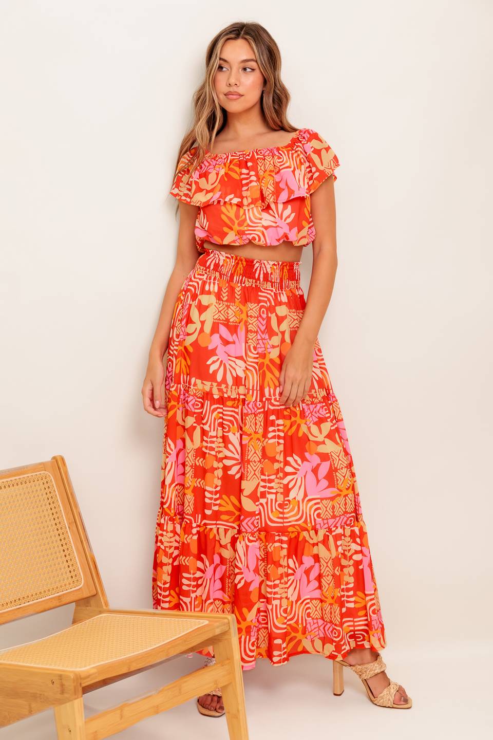 SUNBEAMS TOP & SKIRT SET - RED