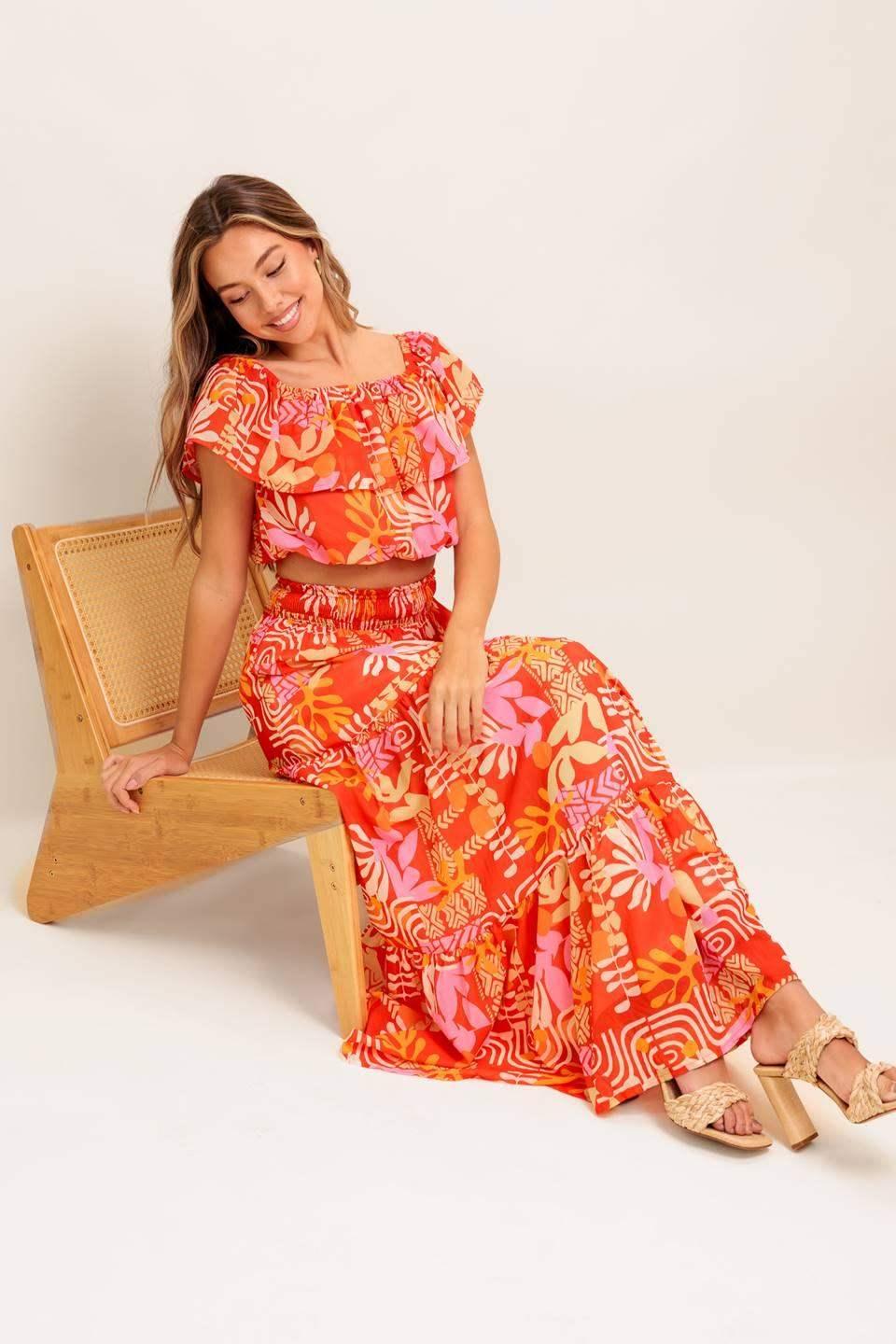 SUNBEAMS TOP & SKIRT SET - RED