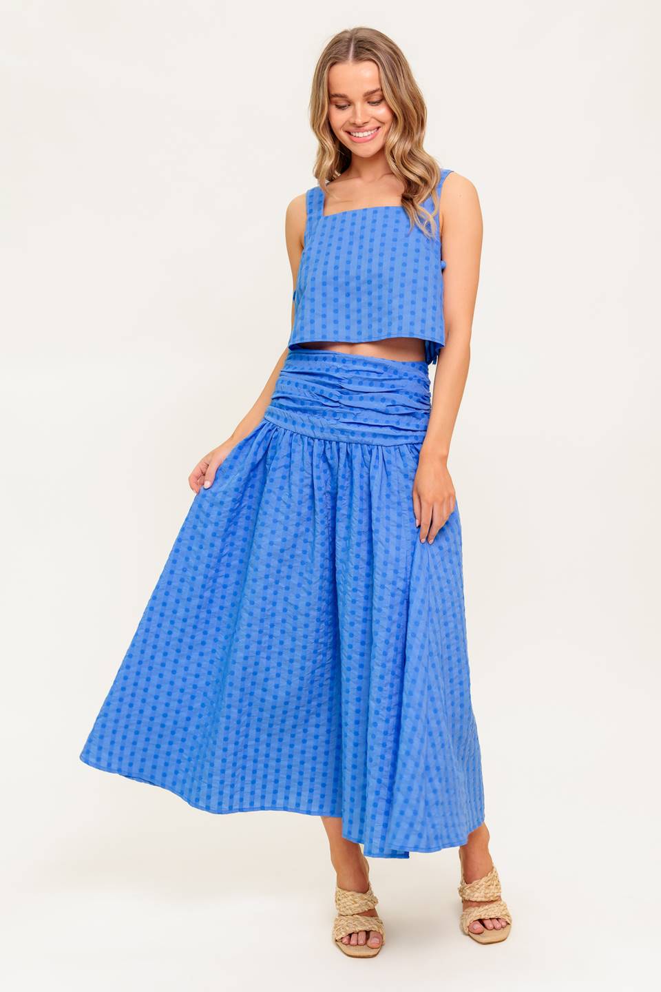 URBAN AFFAIR TOP & SKIRT SET - BLUE - FINAL SALE