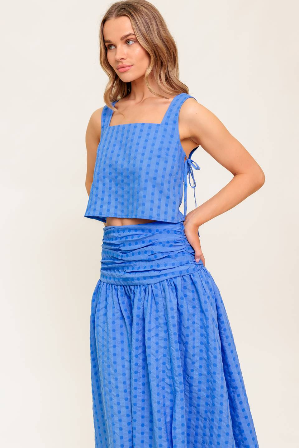 URBAN AFFAIR TOP & SKIRT SET - BLUE - FINAL SALE