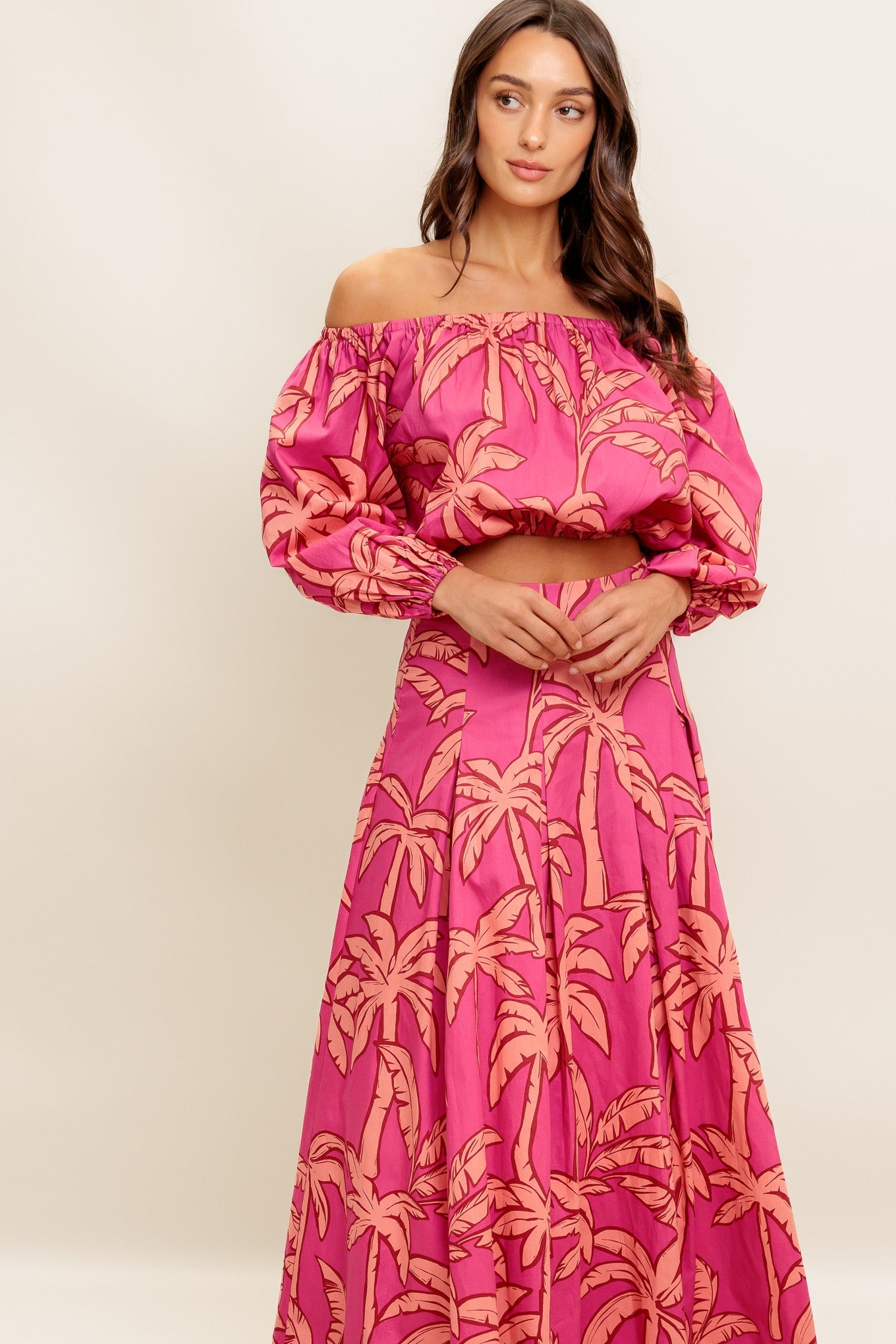 Staci Off-Shoulder Top & Circle Midi Skirt Set