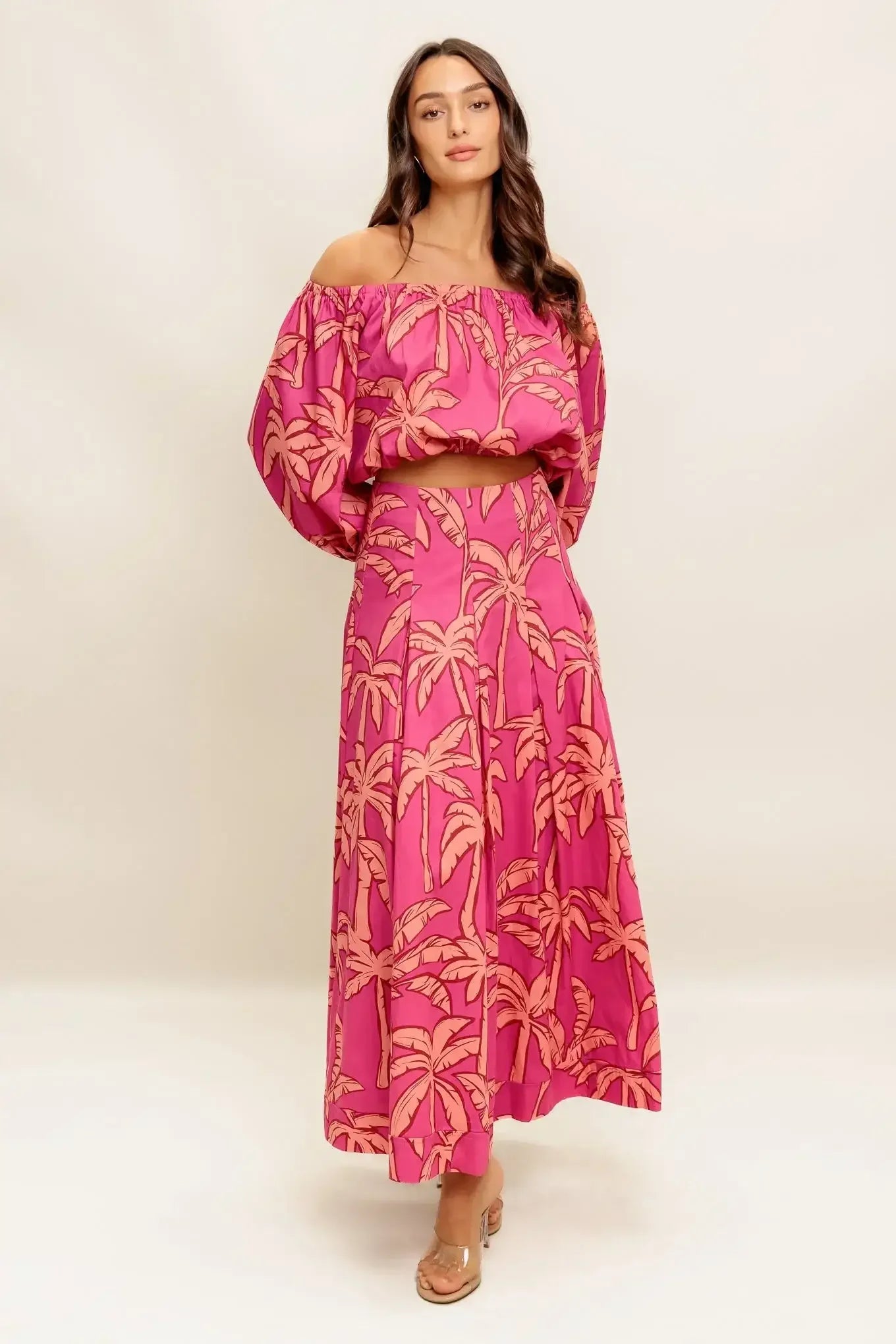 Staci Off-Shoulder Top & Circle Midi Skirt Set