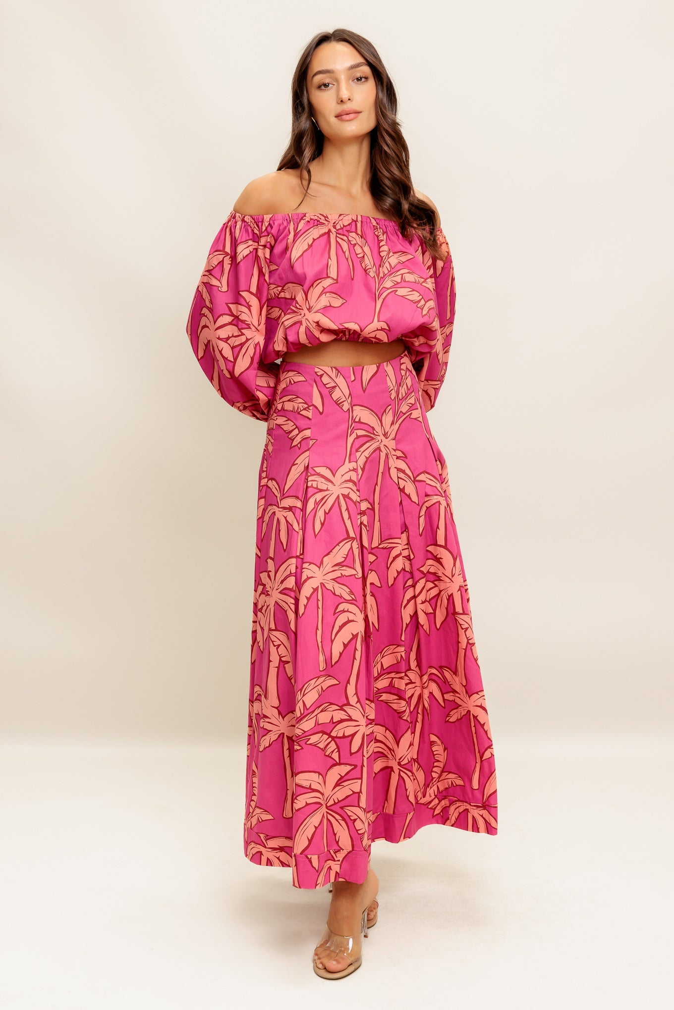 Staci Off-Shoulder Top & Circle Midi Skirt Set