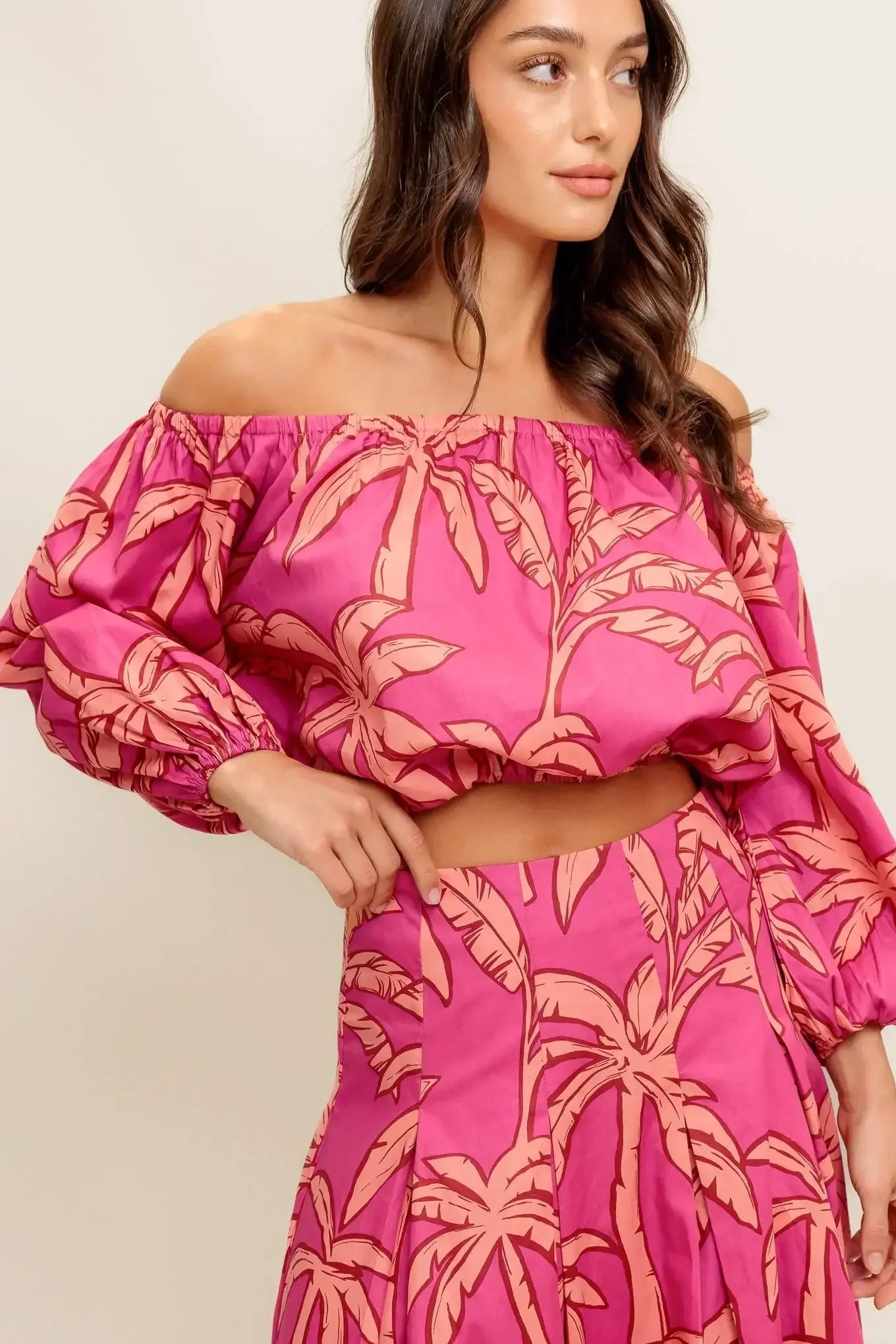 Staci Off-Shoulder Top & Circle Midi Skirt Set