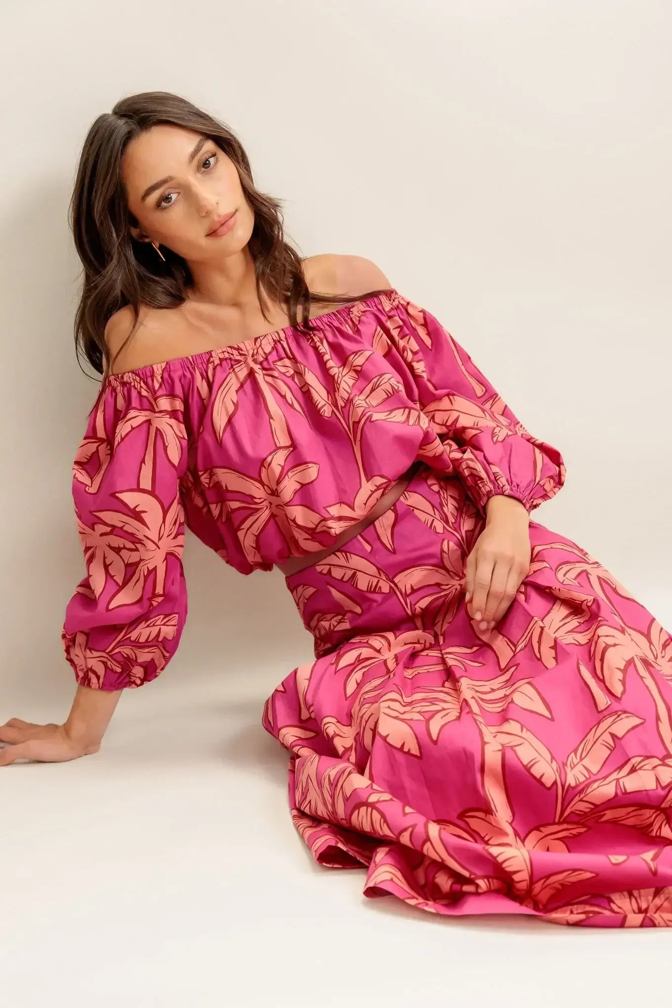 Staci Off-Shoulder Top & Circle Midi Skirt Set