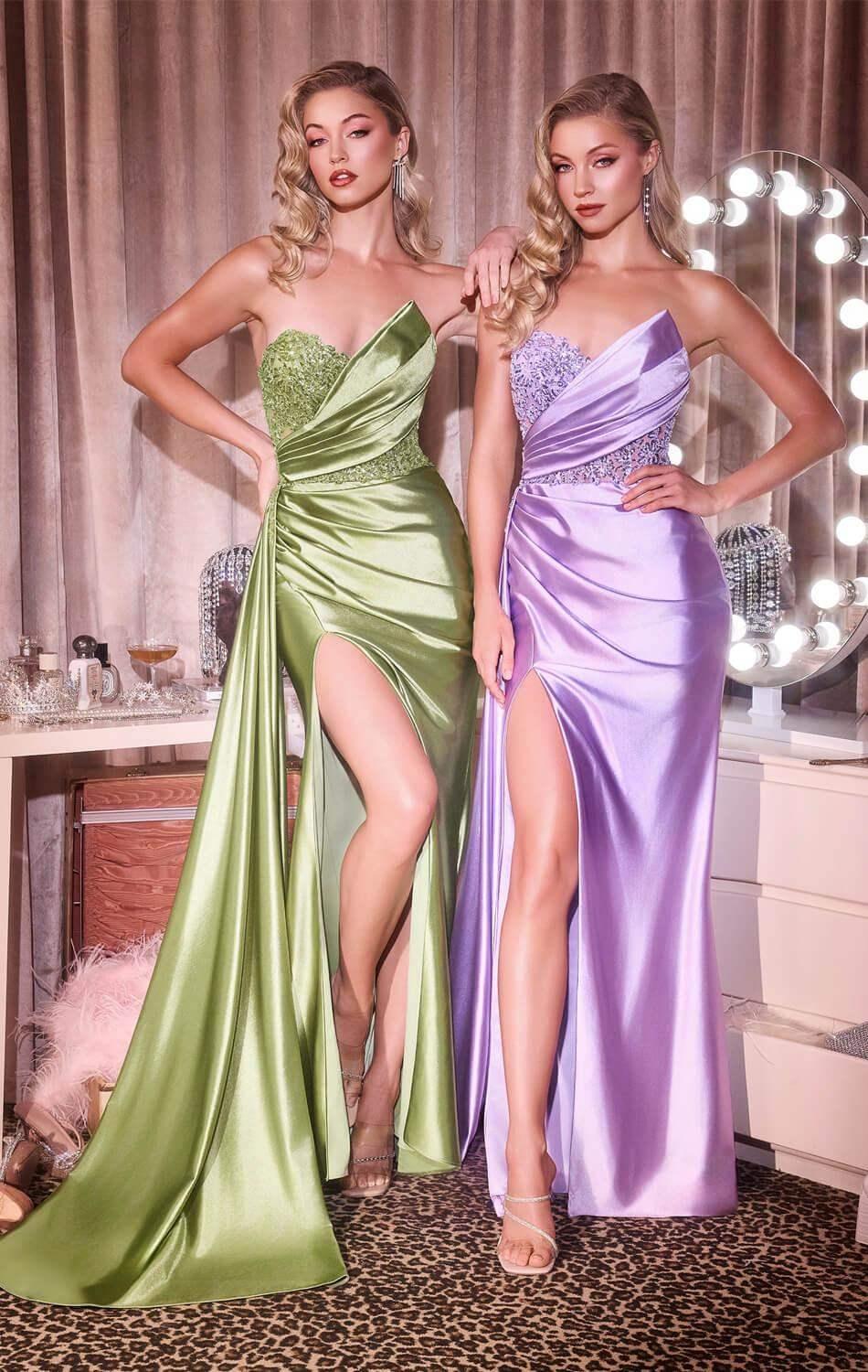 CHARLIZE GOWN - DRAPED SATIN EVENING DRESS