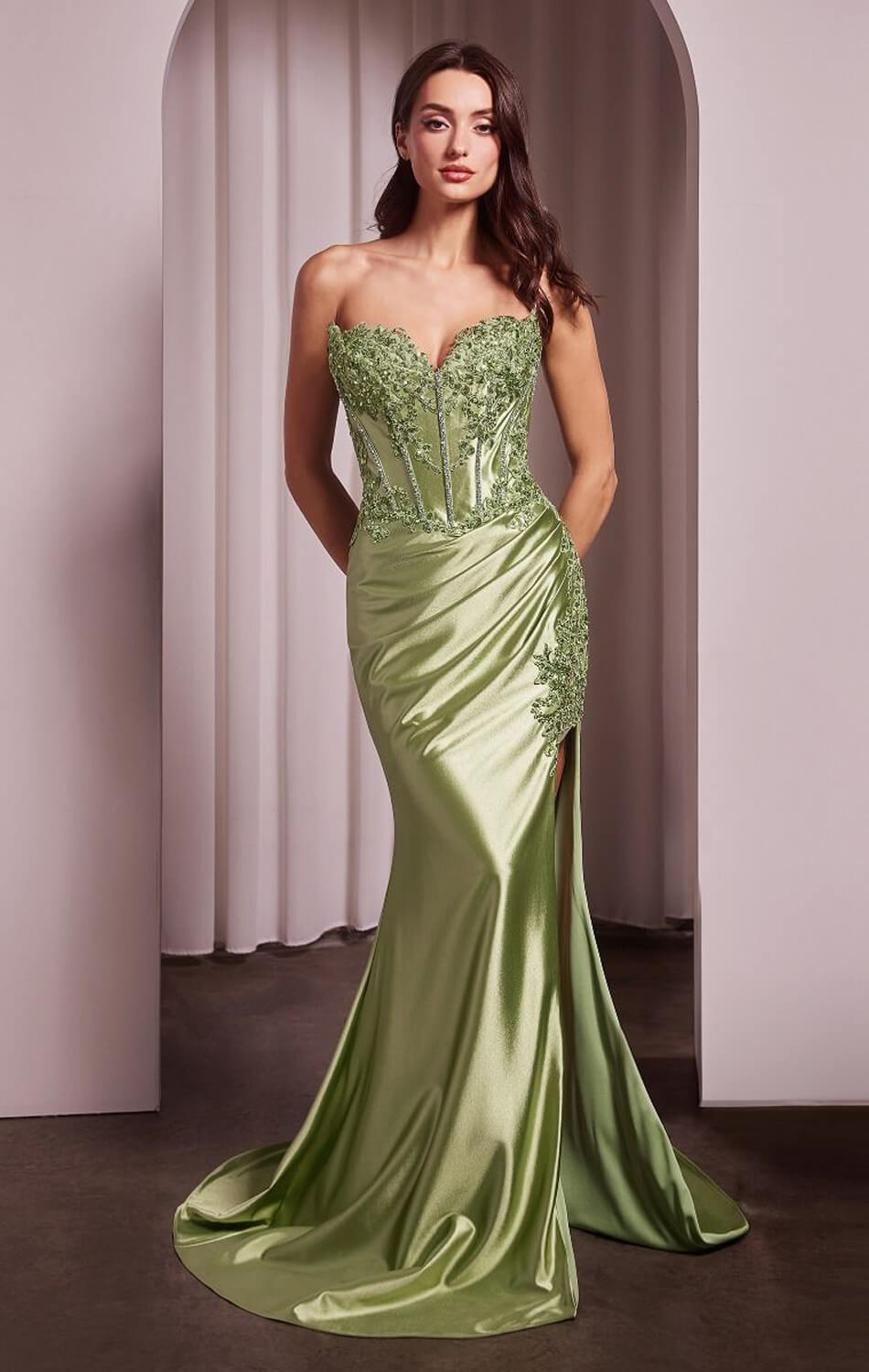 Jupiter Gown - Fitted Strapless Lace & Satin Gown