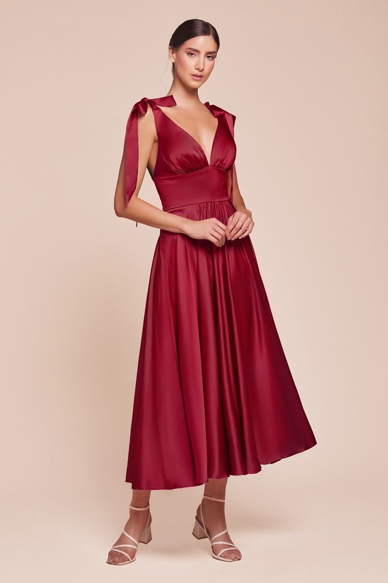 Maggie Midi Dress Burgundy Lady Black Tie