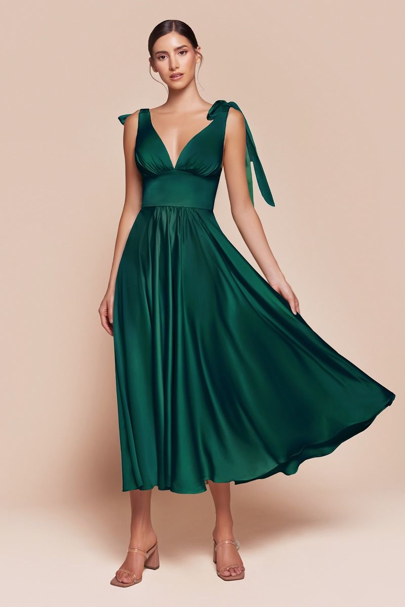 Shop the Elegant Maggie Midi Dress in Emerald Lady Black Tie
