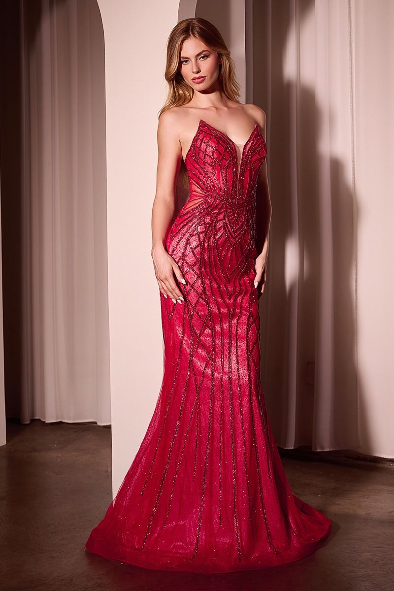 MAXWELL GOWN - CRYSTAL STRAPLESS EMBELLISHED MERMAID GOWN