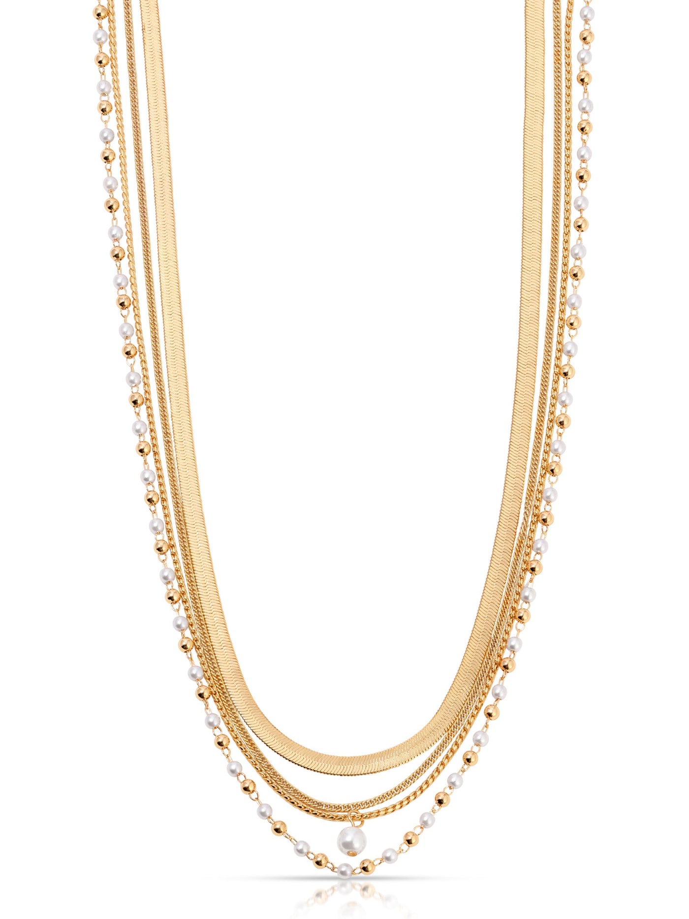 All the Chains Pearl Layered Necklace