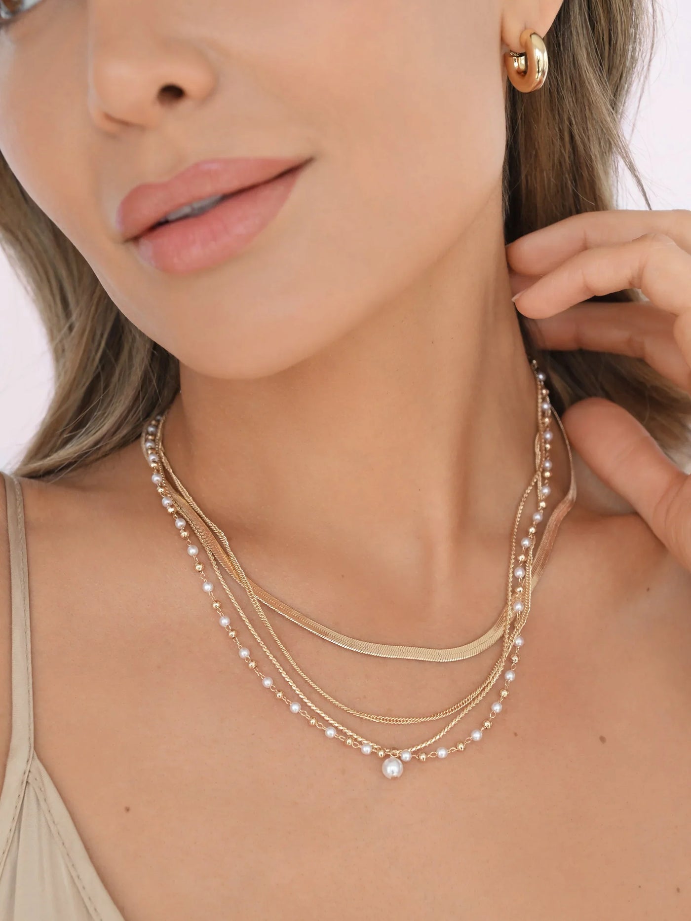 All the Chains Pearl Layered Necklace