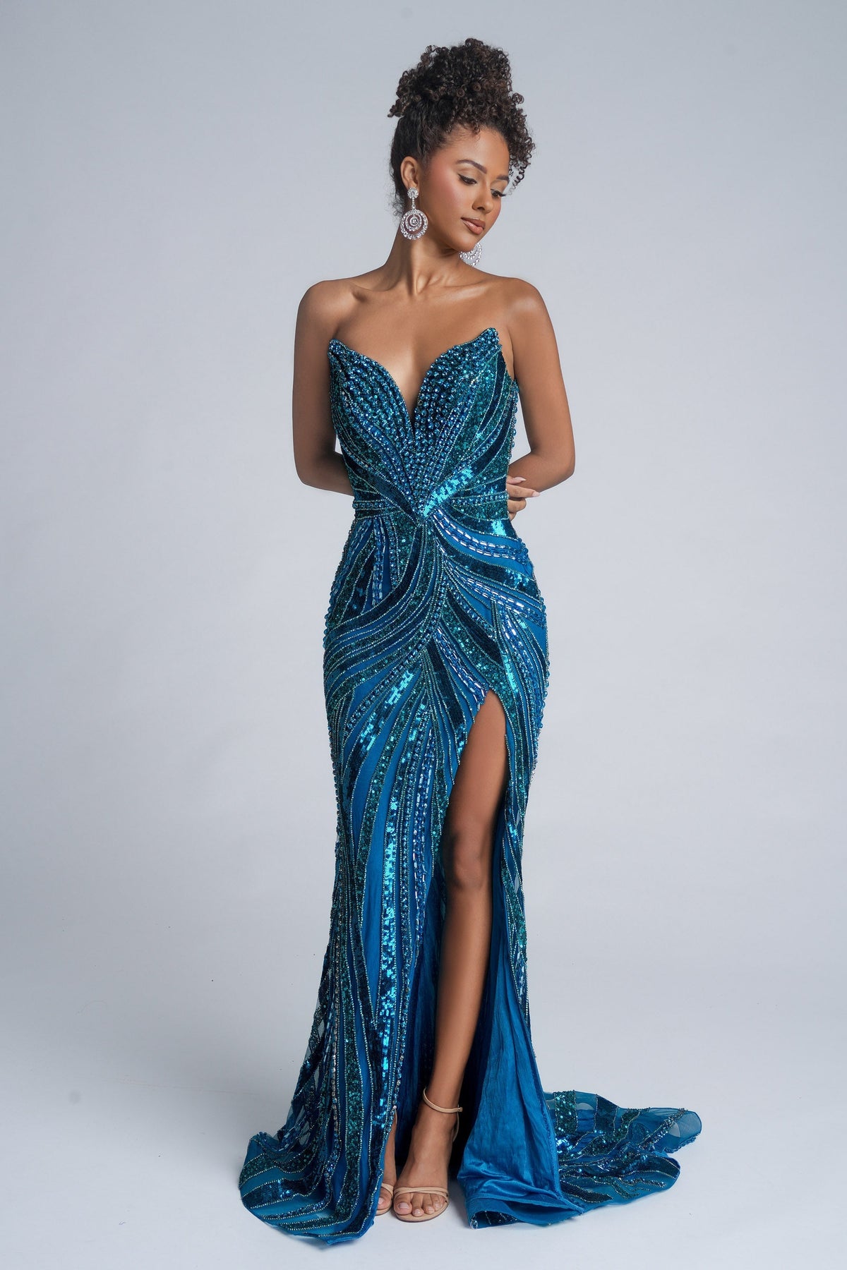 Portia & Scarlett PS25984C in Peacock Multi, front view | Lady Black Tie