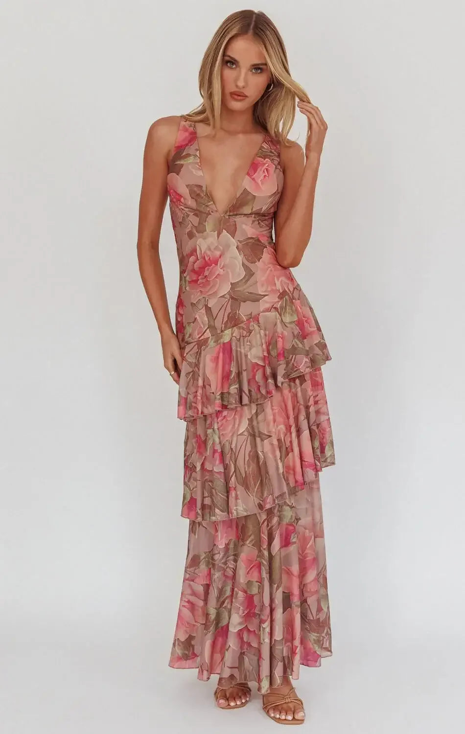 MAGNOLIA BLUSH FLORAL MAXI DRESS