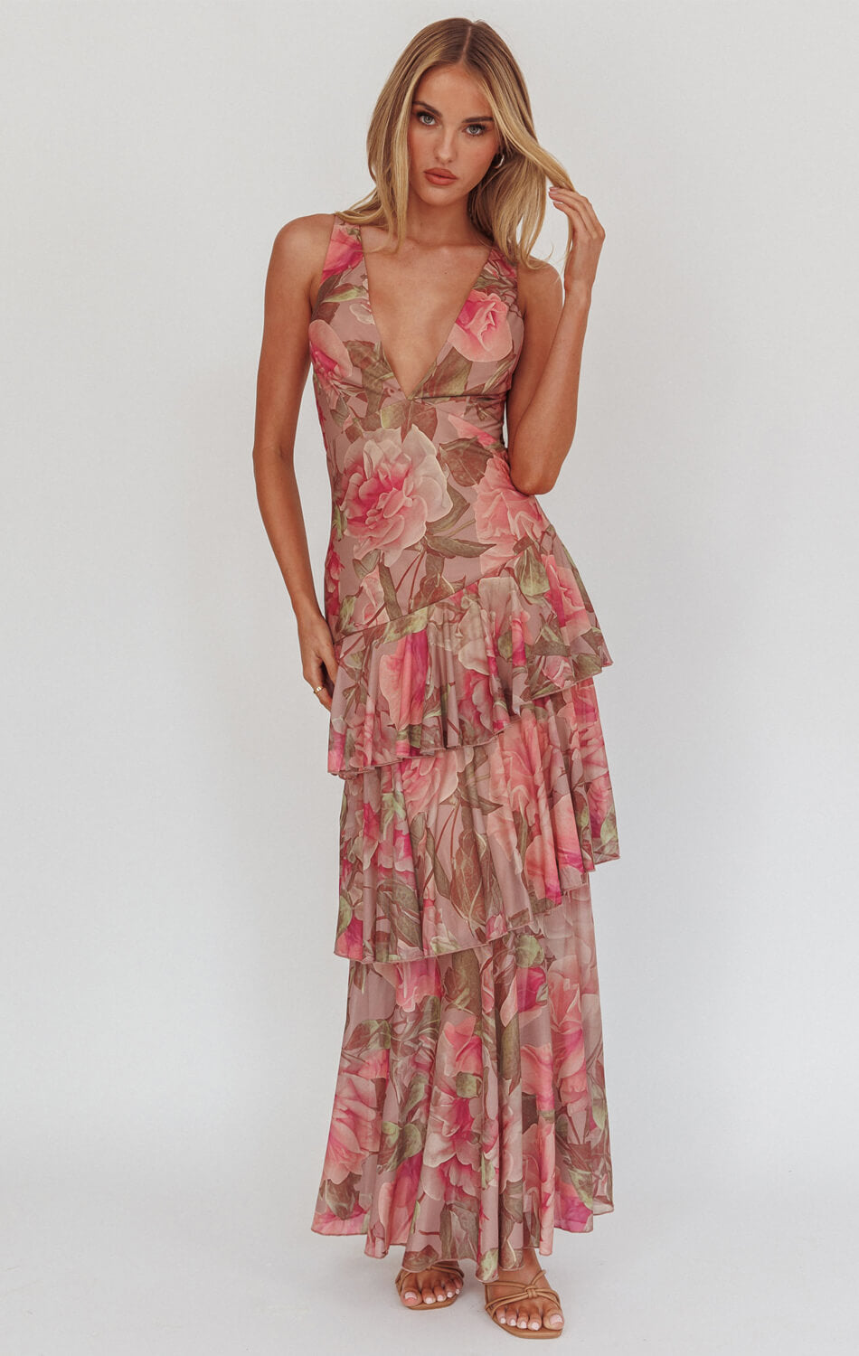 MAGNOLIA BLUSH FLORAL MAXI DRESS