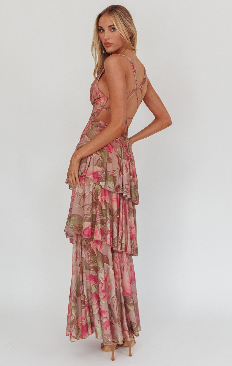 MAGNOLIA BLUSH FLORAL MAXI DRESS