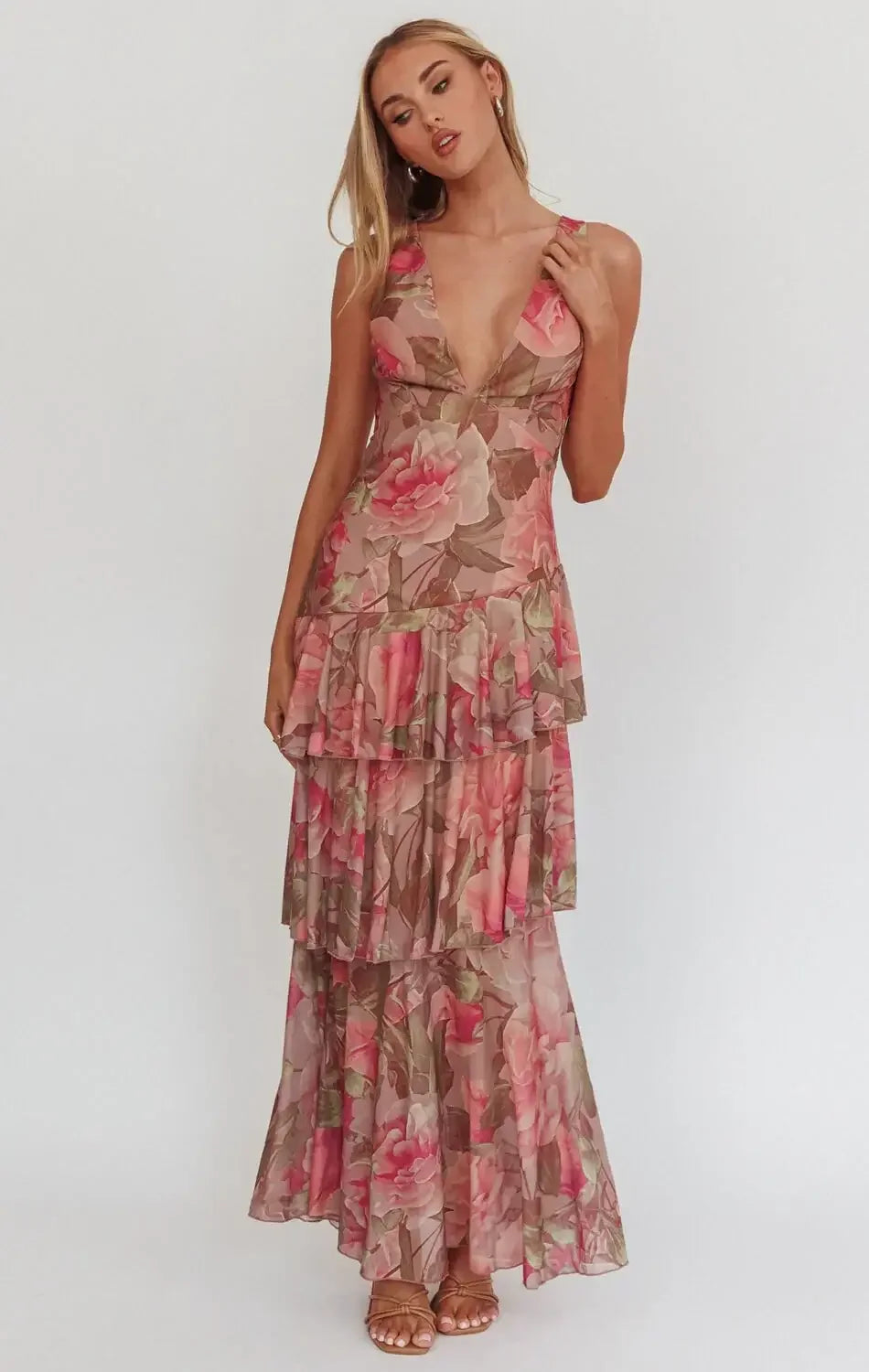 MAGNOLIA BLUSH FLORAL MAXI DRESS